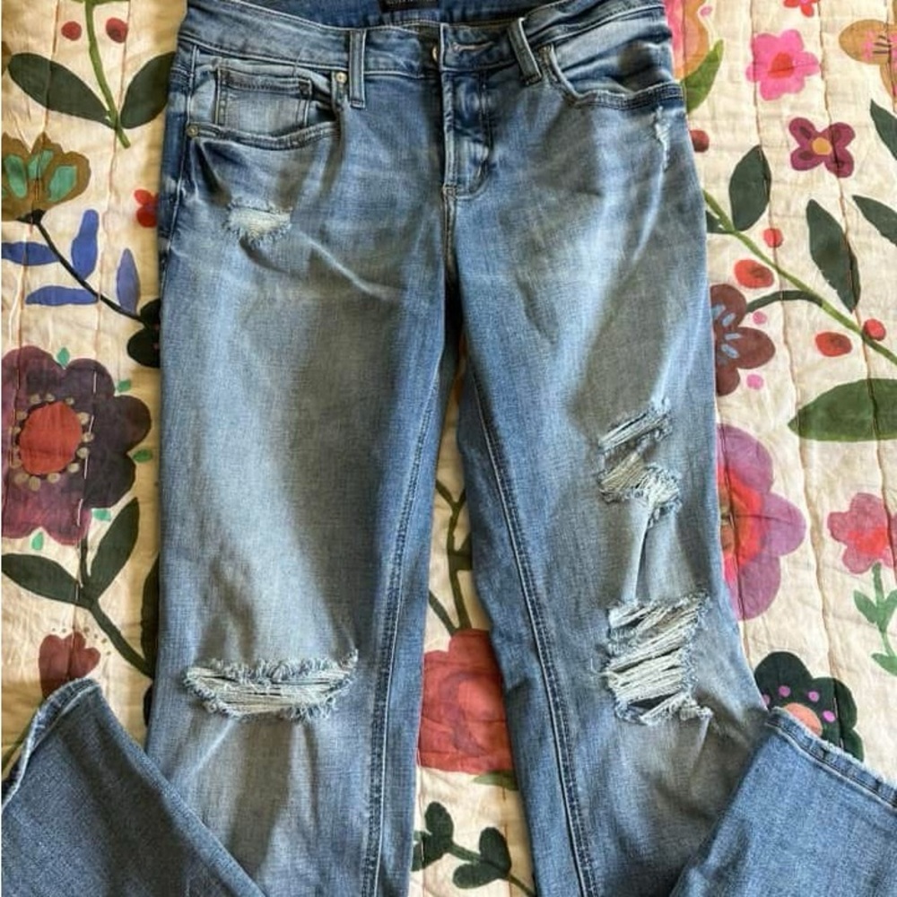 Distressed Blue Jeans
